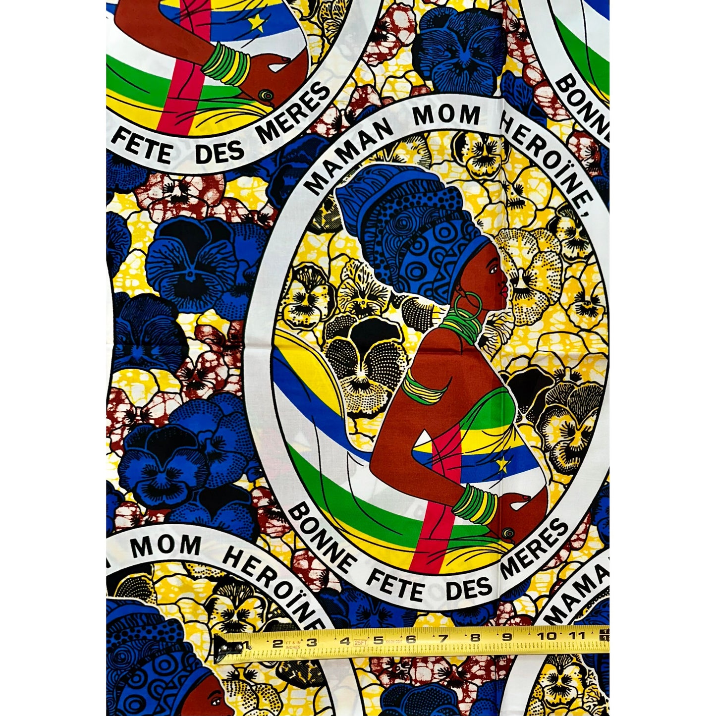 African Print Fabric/ Ankara - Yellow, Blue 'Heroine,’ YARD