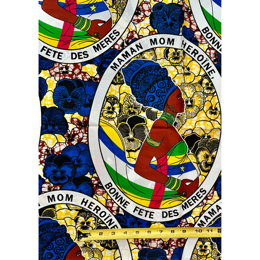 African Print Fabric/ Ankara - Yellow, Blue 'Heroine,’ YARD
