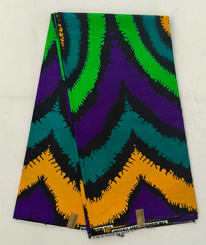 African Print Fabric/ Ankara - Purple, Green, Teal, Yellow 'Madiba Reign', YARD OR WHOLESALE