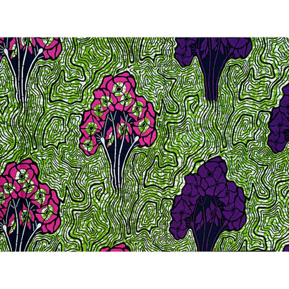 African Print Fabric/ Ankara - Green, Purple, Pink, Navy 'Nailah,' YARD or WHOLESALE