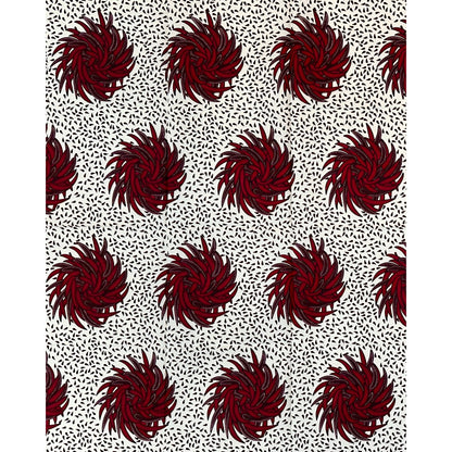 African Print Fabric/ Ankara - Red, Brown, Off-White ‘Bahari Ember' Design, YARD