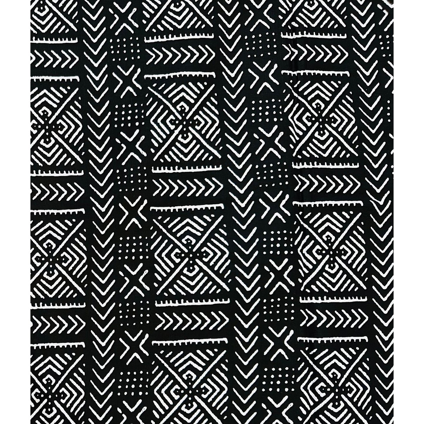African Print Fabric/ Ankara - Black, White 'Path of Kings' Design, YARD or WHOLESALE