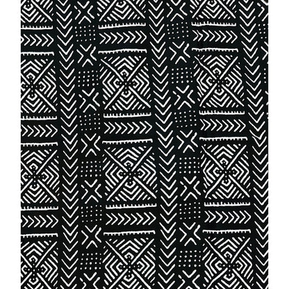 African Print Fabric/ Ankara - Black, White 'Path of Kings' Design, YARD or WHOLESALE