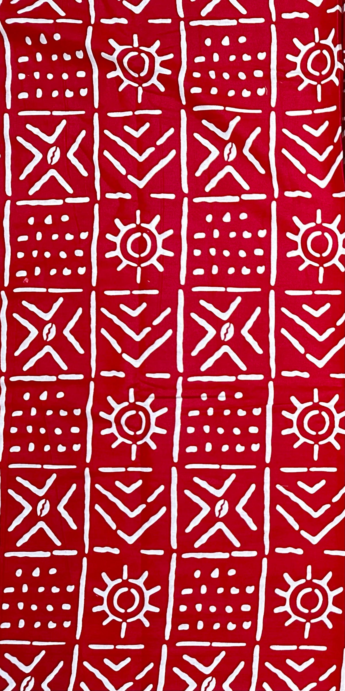 African Print Fabric/ Ankara - Red, White 'Bola Code' Design, YARD or WHOLESALE