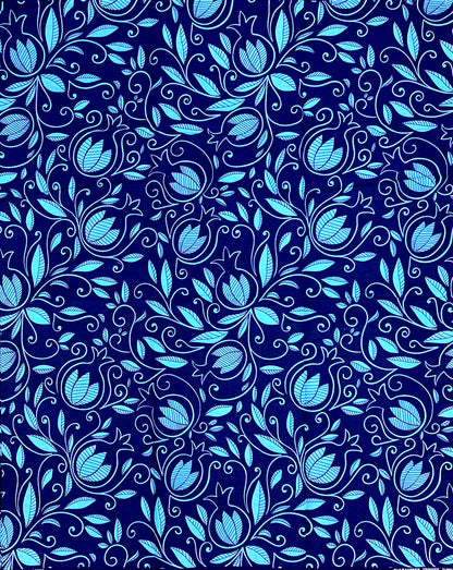 African Print Fabric/ Ankara - Shades of Blue 'The Quiet Estate', Yard or Wholesale