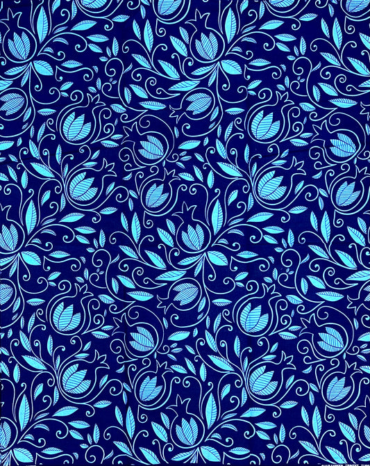 African Print Fabric/ Ankara - Shades of Blue 'The Quiet Estate', Yard or Wholesale