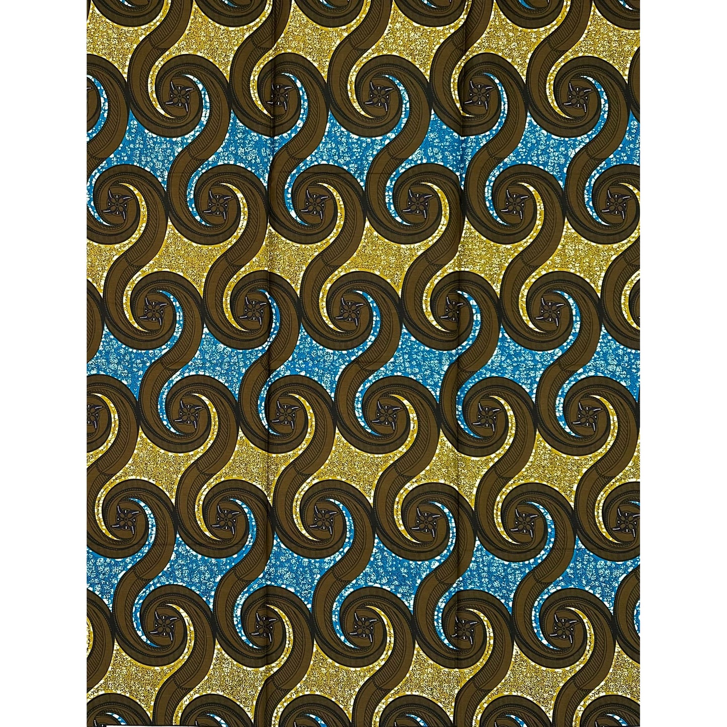 African Print Fabric/ Ankara - Blue, Brown ‘Aṣẹ̀rọ̀' Design, 1 YARD