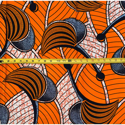 African Print Fabric/ Ankara - Orange, Pink 'Kala So Pretty' Design, 1 YARD