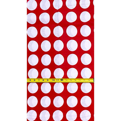 African Print Fabric/ Ankara - Red, White 'Polka Dot' Design, YARD or WHOLESALE