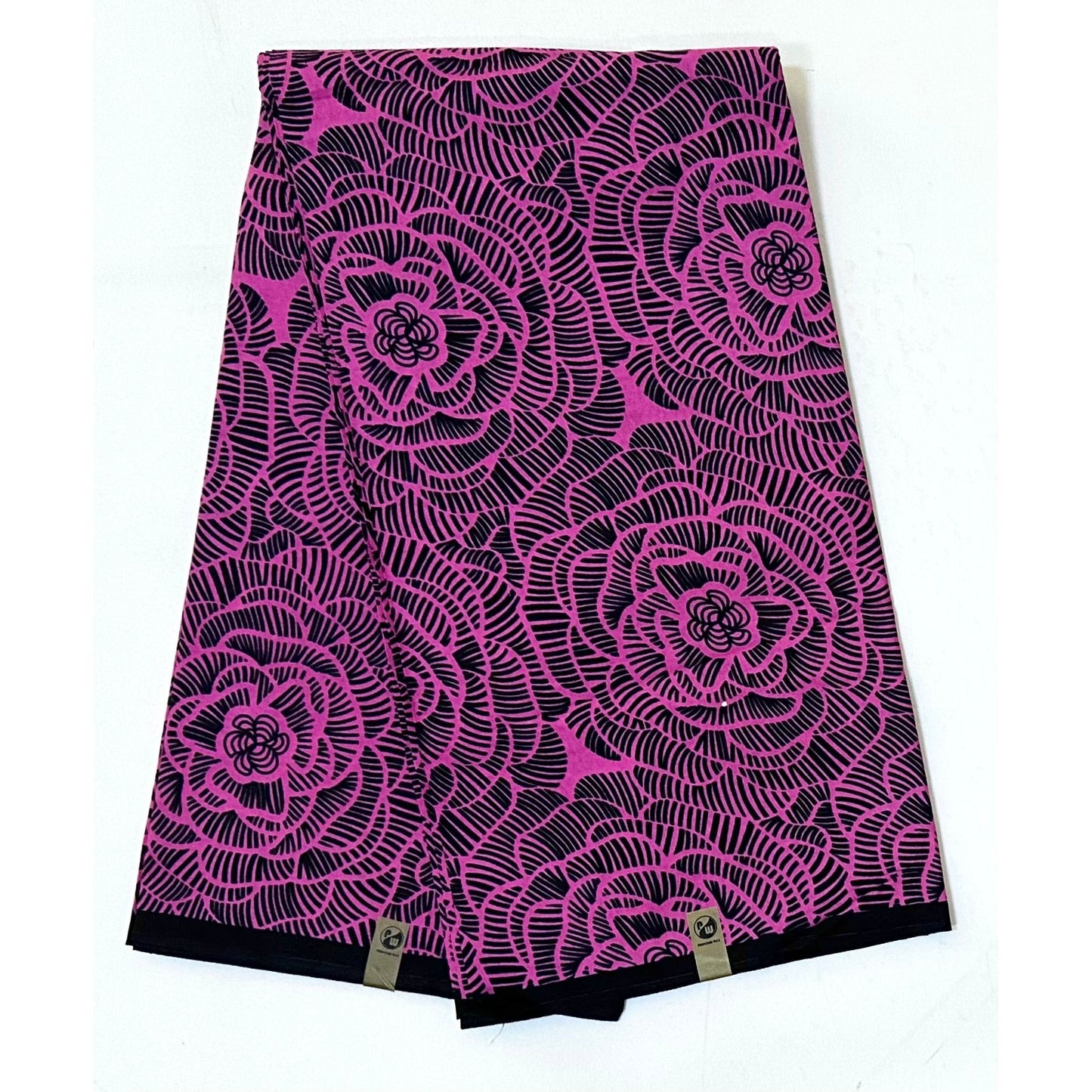 African Print Fabric/ Ankara - Pink, Black 'Zafira Bloom' Design, YARD or WHOLESALE