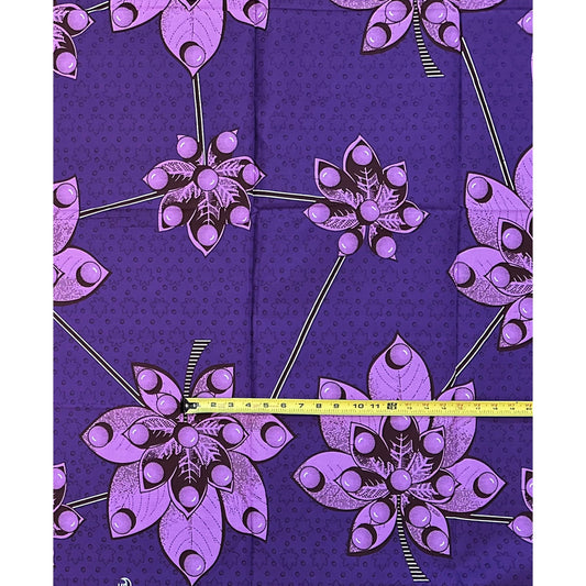 African Print Fabric/Ankara - Purple, Brown "Quiet Authority" Design, Yard