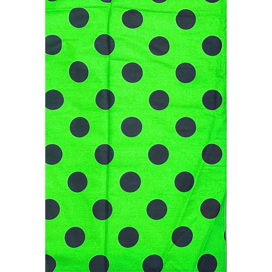 African Print Fabric/ Ankara - Green, Black 'Dottie' Design, YARD or WHOLESALE