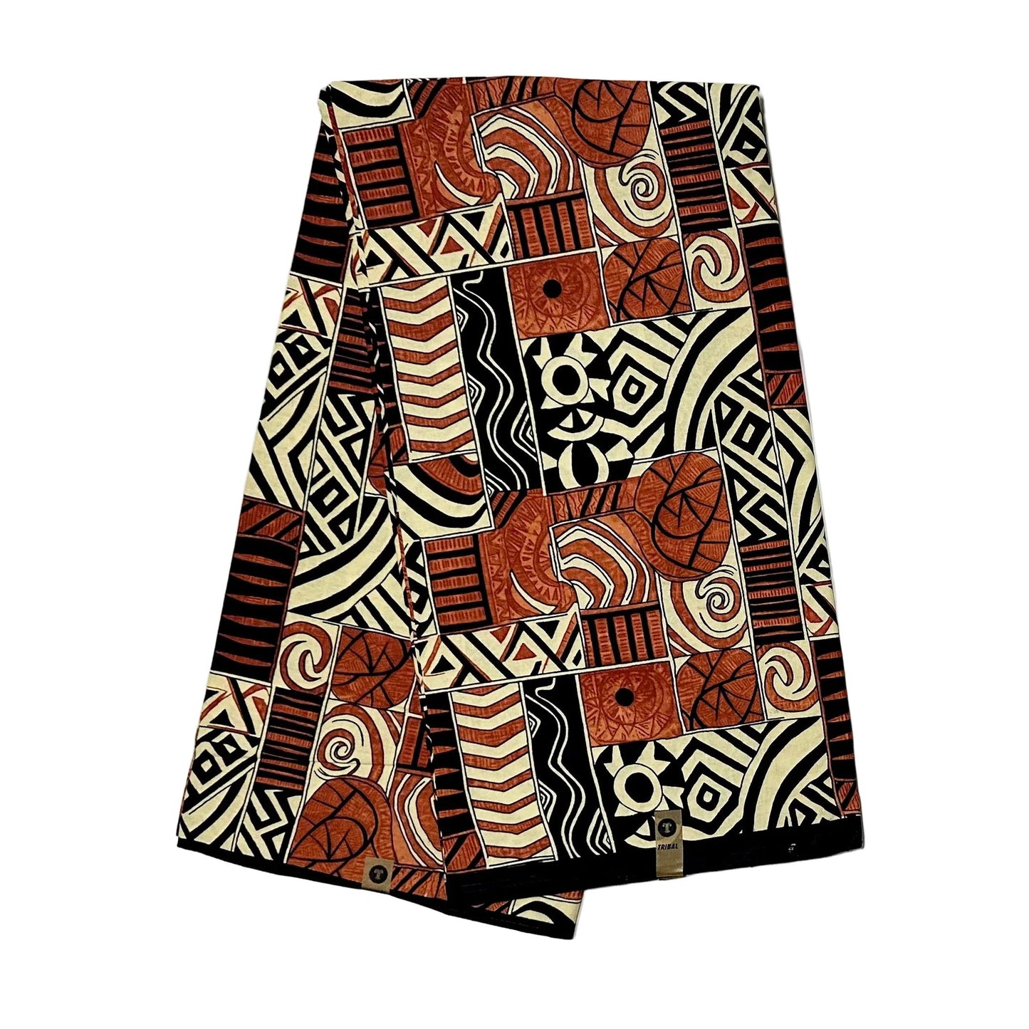 African Print Fabric/ Ankara - Brown, Black, Beige 'Somebody’s Ancestor' Design, Yard or Wholesale