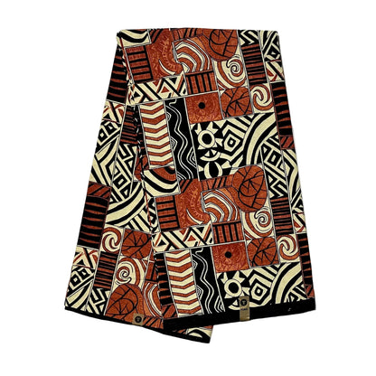 African Print Fabric/ Ankara - Brown, Black, Beige 'Somebody’s Ancestor' Design, Yard or Wholesale