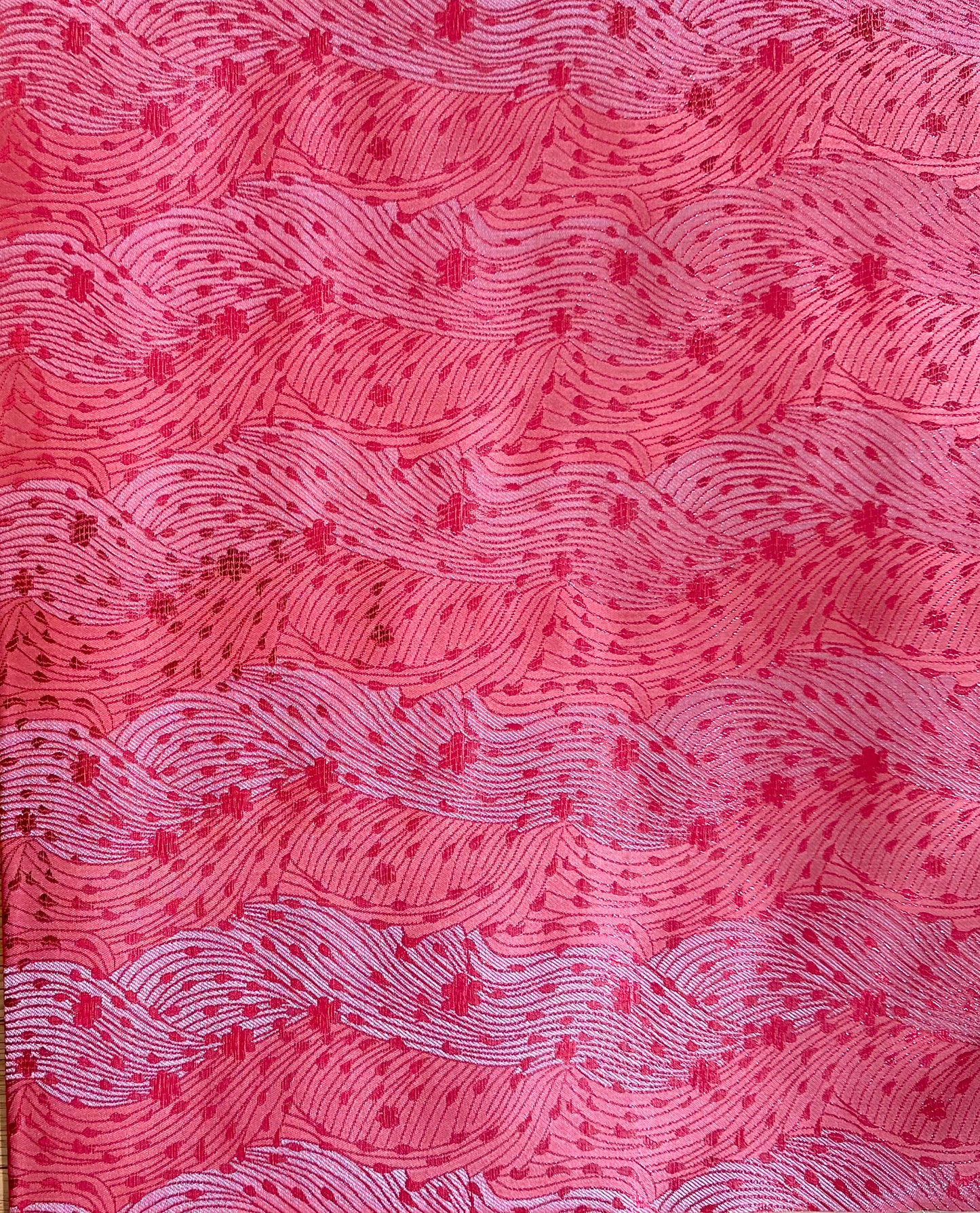 African Damask/ Metallic Jacquard/ Headtie, Gele Fabric - Salmon ‘Waves’, ~2 yards