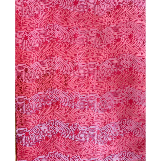 African Damask/ Metallic Jacquard/ Headtie, Gele Fabric - Salmon ‘Waves’, ~2 yards