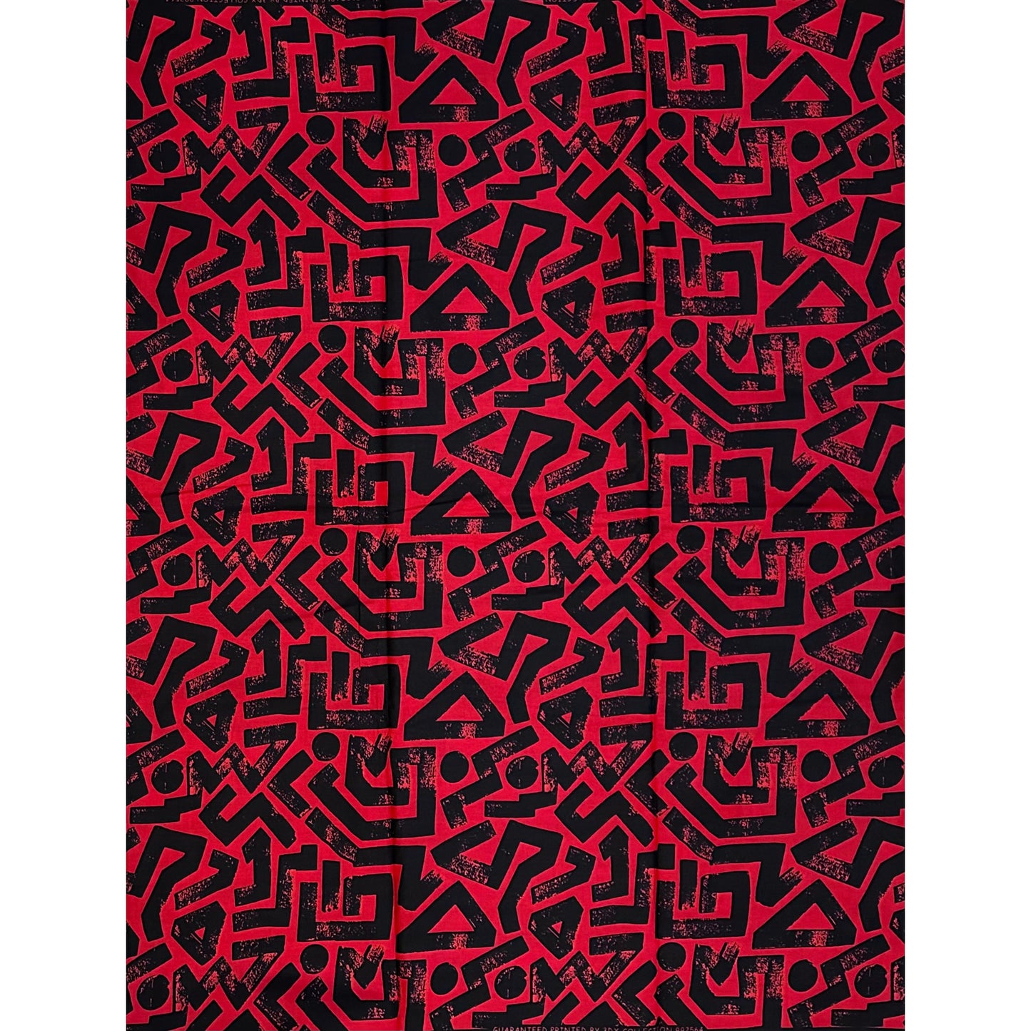 African Print Fabric/ Ankara - Red, Black 'Ase Lines’, YARD or WHOLESALE