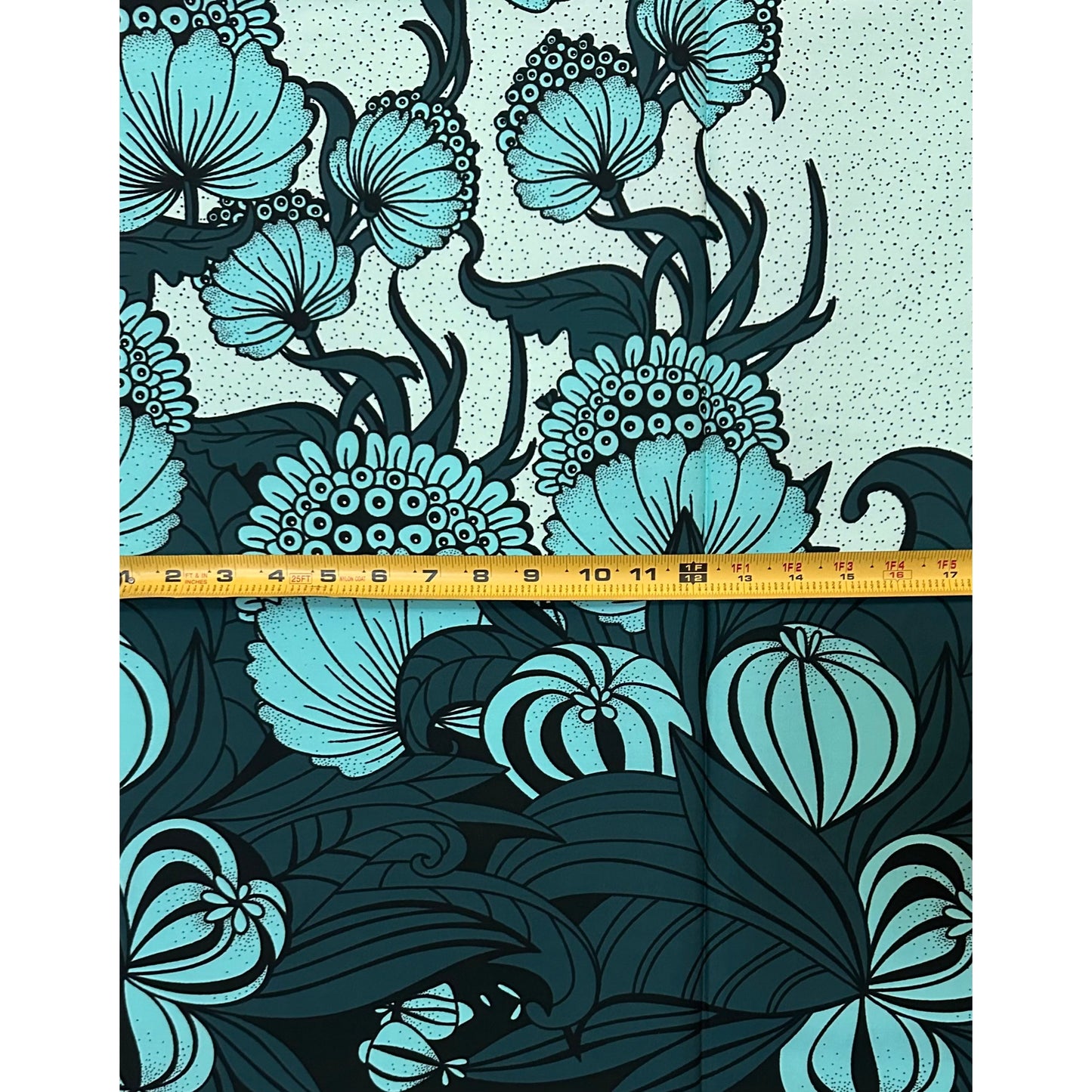 African Print Fabric/ Ankara - Green, Teal 'River Garden', YARD or WHOLESALE