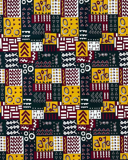 African Print Fabric/ Ankara - Yellow, Brown, Black "The Vision Board", 1 YARD