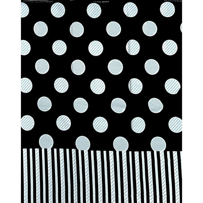 African Print Fabric/ Ankara - Black, White 'Stripe Dem Strong' Design, YARD or WHOLESALE