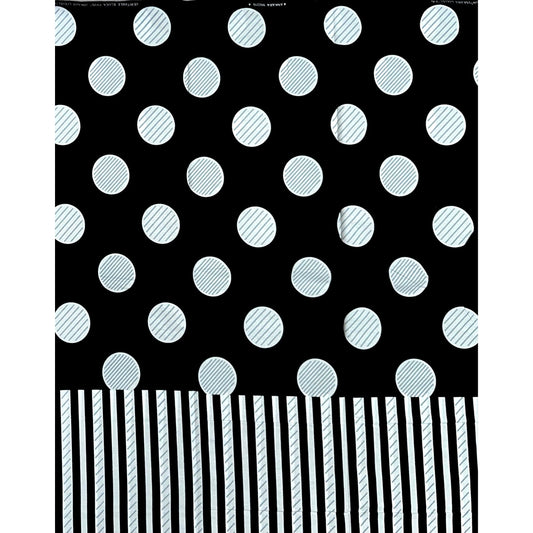 African Print Fabric/ Ankara - Black, White 'Stripe Dem Strong' Design, YARD or WHOLESALE