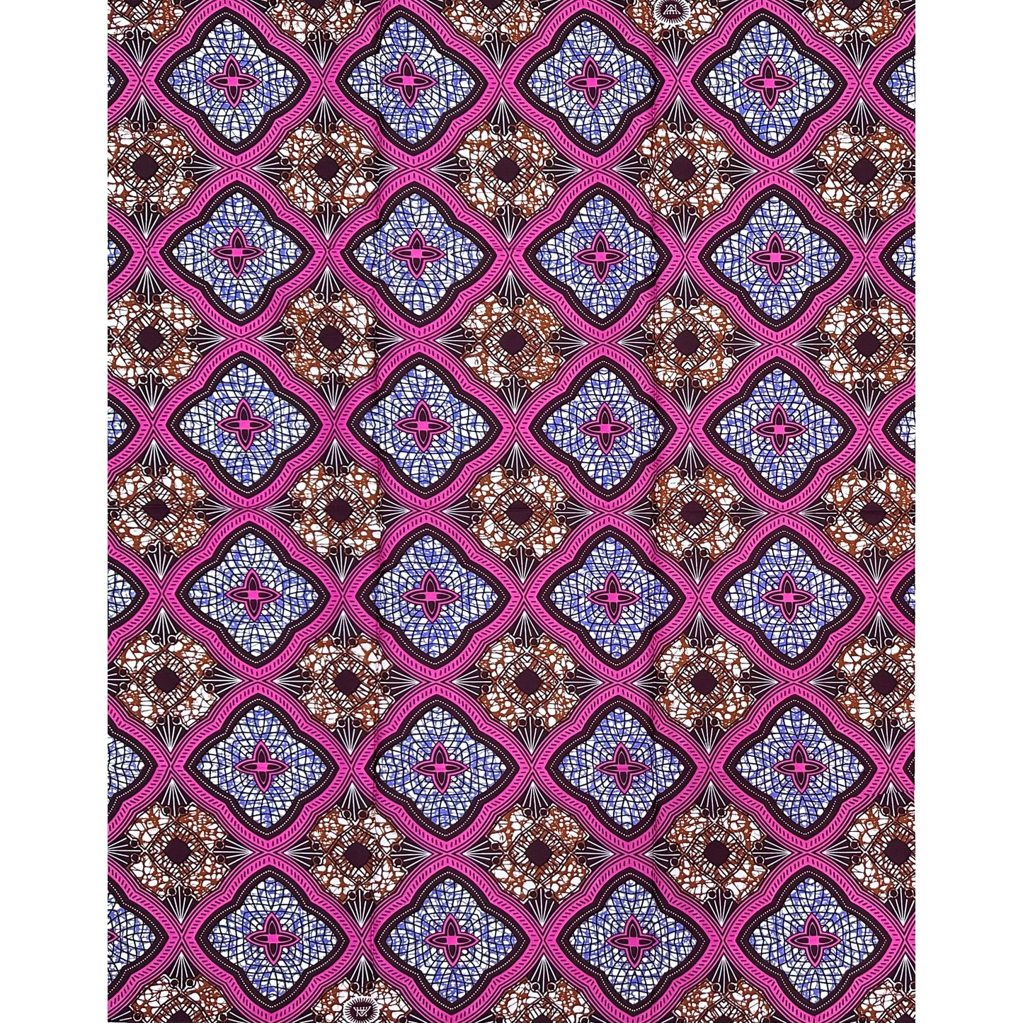 African Print Fabric/ Ankara - Purple, Brown 'Zikora', 1 YARD