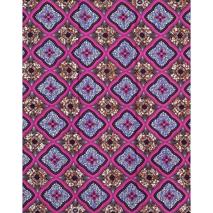 African Print Fabric/ Ankara - Purple, Brown 'Zikora', 1 YARD