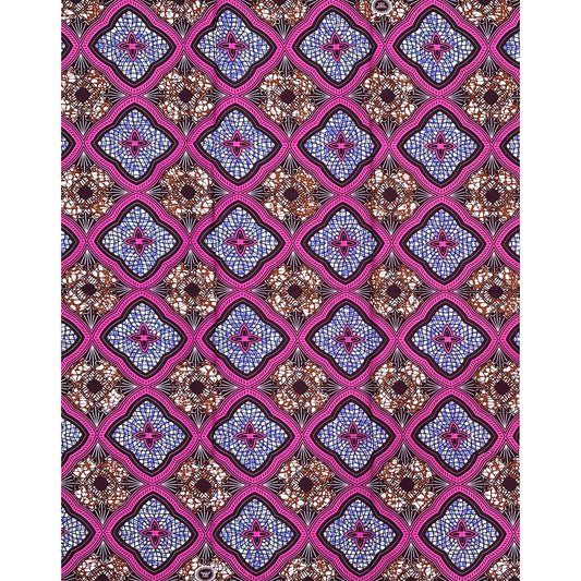 African Print Fabric/ Ankara - Purple, Brown 'Zikora', 1 YARD