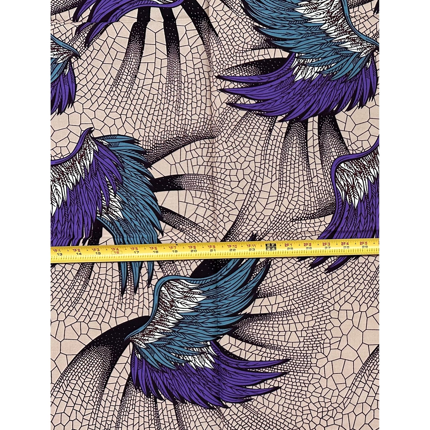 African Print Fabric/ Ankara - Purple, Gray, Brown "Cupid’s Messenger", 1 Yard