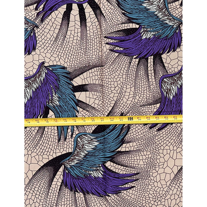 African Print Fabric/ Ankara - Purple, Gray, Brown "Cupid’s Messenger", 1 Yard