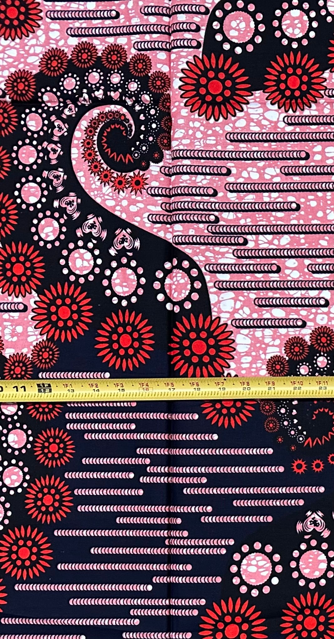 African Print Fabric/ Ankara - Red, Pink, Blue 'Goddess in Motion', 1 YARD