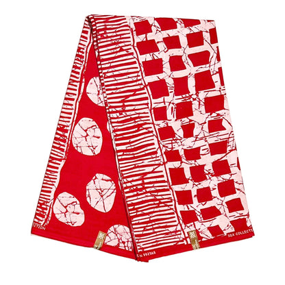African Print Fabric/ Ankara - Red, White 'Àjọṣe Crimson', YARD or WHOLESALE