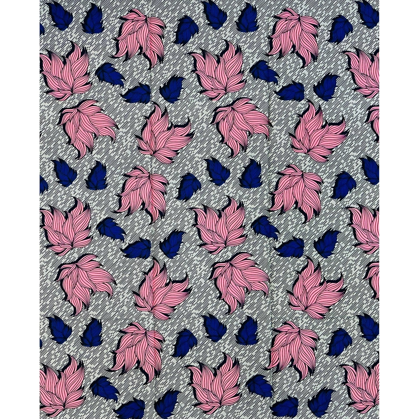 African Print Fabric/Ankara - Gray, Pink, Blue "Kalari Drift" Design