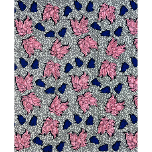 African Print Fabric/Ankara - Gray, Pink, Blue "Kalari Drift" Design