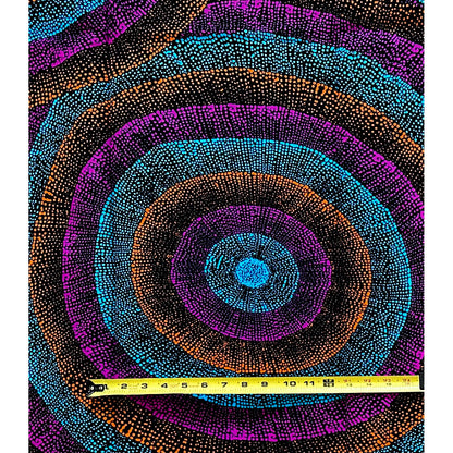 African Print Fabric/Ankara - Blue, Orange, Purple ‘Omo Legacy' Design, YARD or WHOLESALE