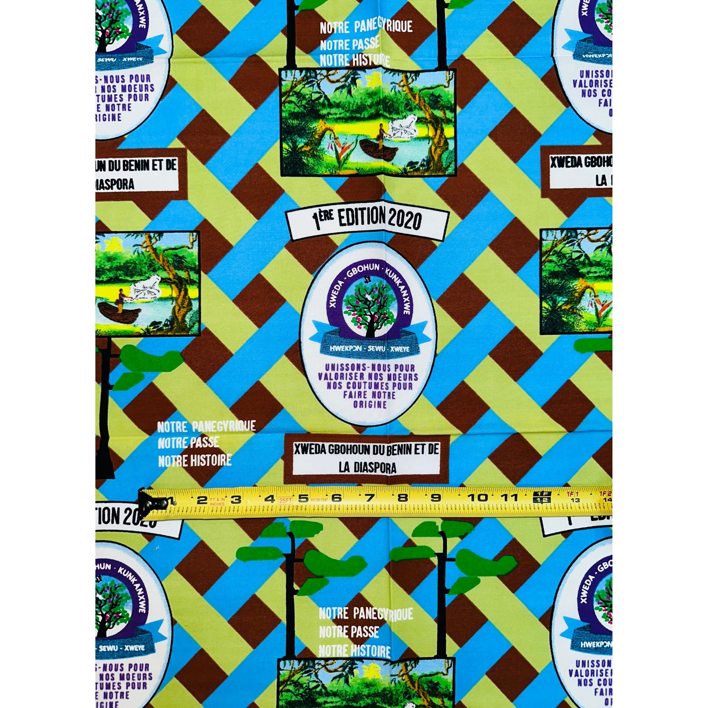 African Print Fabric/ Ankara - Green, Brown, Blue 'Wydah Legacy of Benin,’ YARD