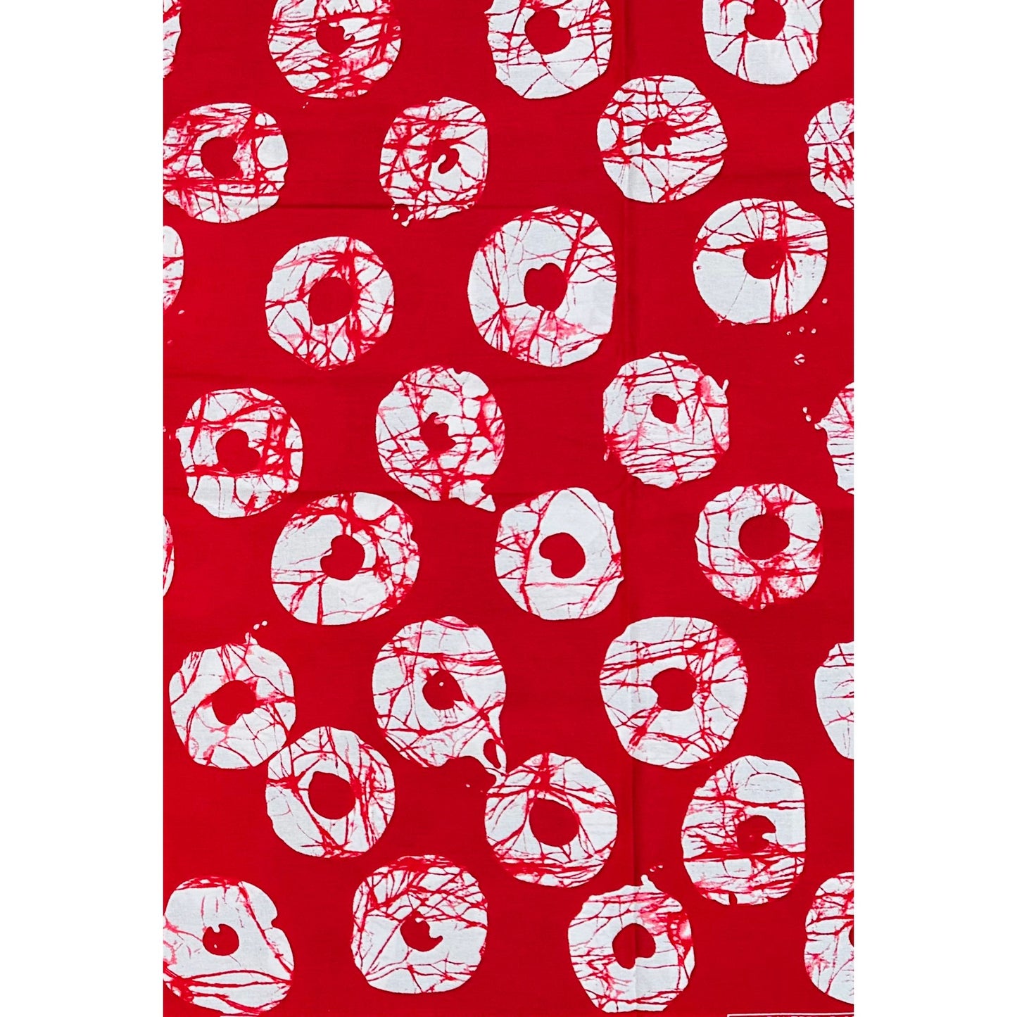 African Print Fabric/ Ankara - Red, White 'Oro of Breeze' Design, YARD or WHOLESALE