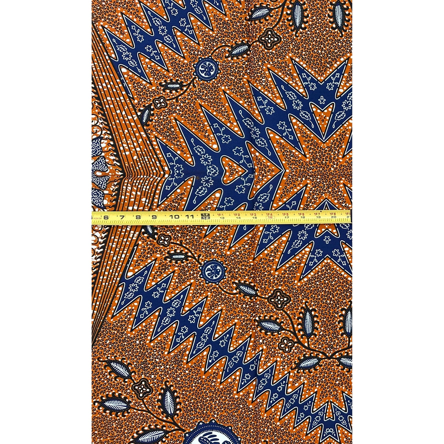 African Print Fabric/Ankara - Brown, Blue "Bronze Kingdom", 1 Yard