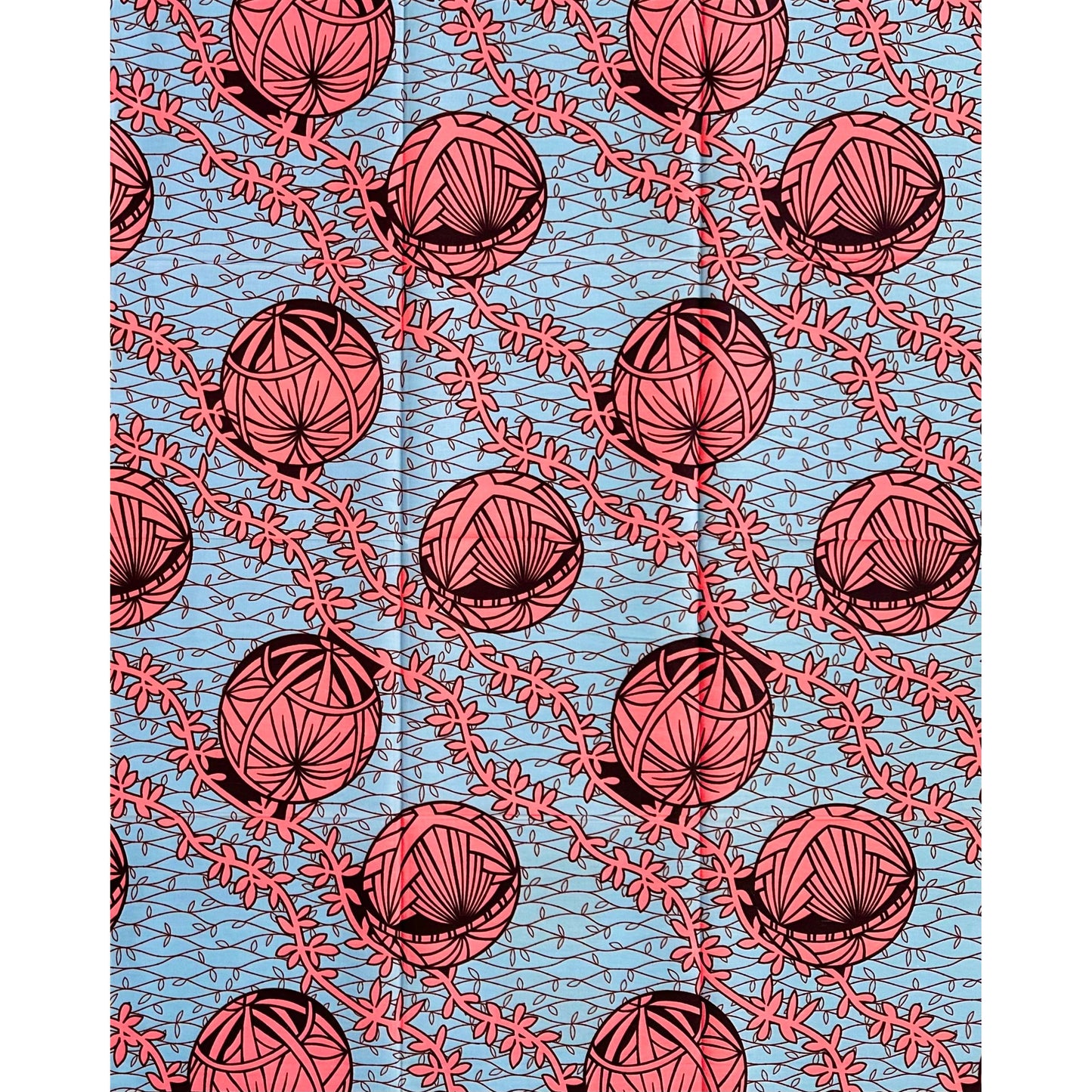 African Print Fabric/Ankara - Gray, Pink "Nkata Orbs" Design **Slightly Flawed**