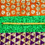 African Print Fabric/Ankara - Orange, Green, Brown, Purple ‘Buchi Bam' Design, YARD or WHOLESALE