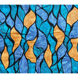 African Print Fabric/ Ankara - Blue, Orange, Black ‘Amadi Bonair’, Yard or Wholesale