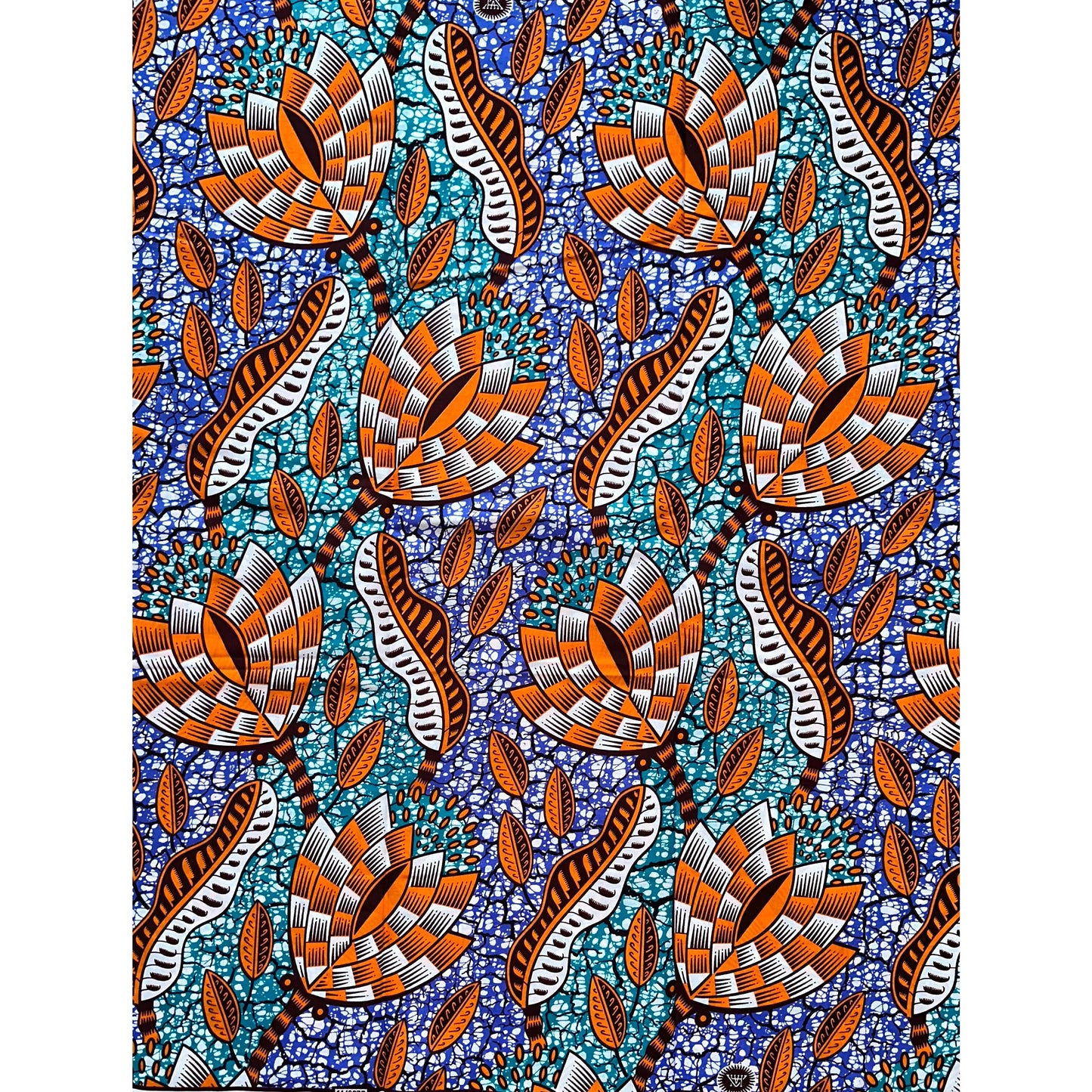 African Print Fabric/ Ankara -Orange, Purple, Teal, Brown 'Peas in a Pod', Per YARD or WHOLESALE