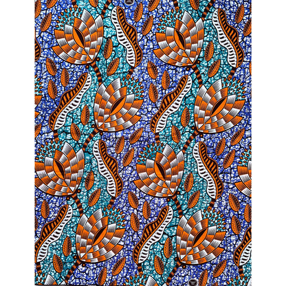 African Print Fabric/ Ankara -Orange, Purple, Teal, Brown 'Peas in a Pod', Per YARD or WHOLESALE