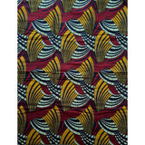 African Print Fabric/ Ankara - Red, Gray, Brown 'Winding Path', YARD or WHOLESALE