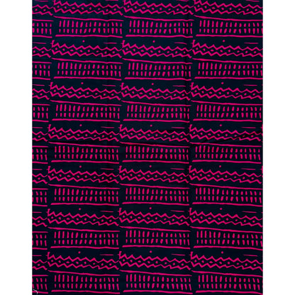 African Print Fabric/Ankara - Black, Magenta 'Zazi' Design, YARD or WHOLESALE