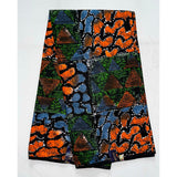 African Print Fabric/ Ankara - Orange, Green, Gray‘Moxxie,' YARD or WHOLESALE