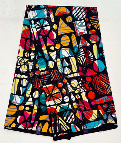 African Print Fabric/Ankara - Red, Orange, Black, Teal, Magenta ‘Darama' Design, YARD or WHOLESALE