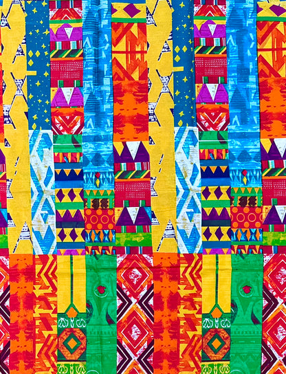 African Print Fabric/ Ankara - Multicolored 'Many Paths To Success', Yard or Wholesale