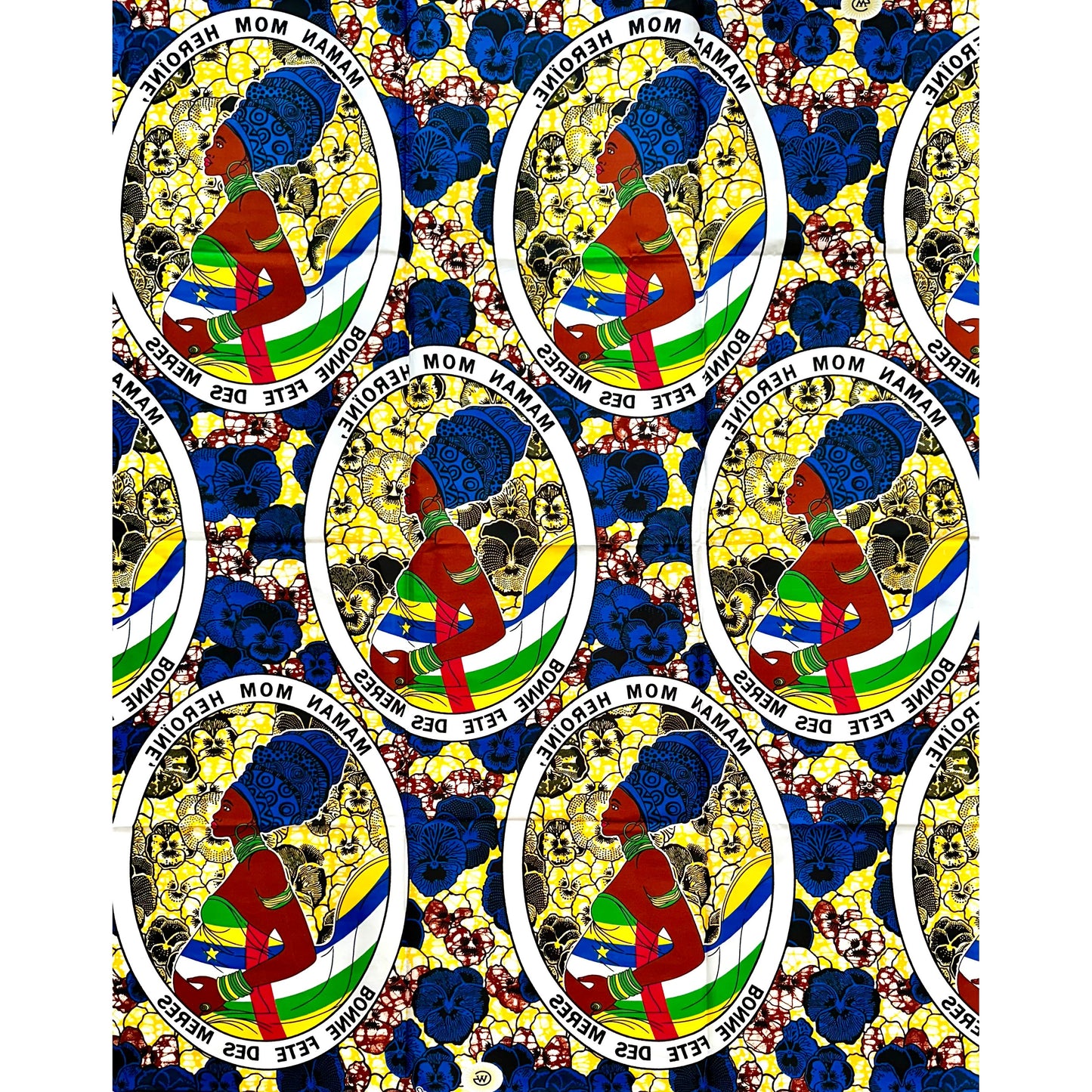 African Print Fabric/ Ankara - Yellow, Blue 'Heroine,’ YARD