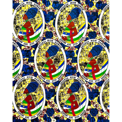 African Print Fabric/ Ankara - Yellow, Blue 'Heroine,’ YARD